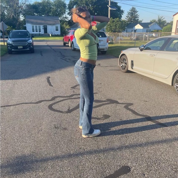 Light green vintage Iz Byer California top - Picture 2 of 5